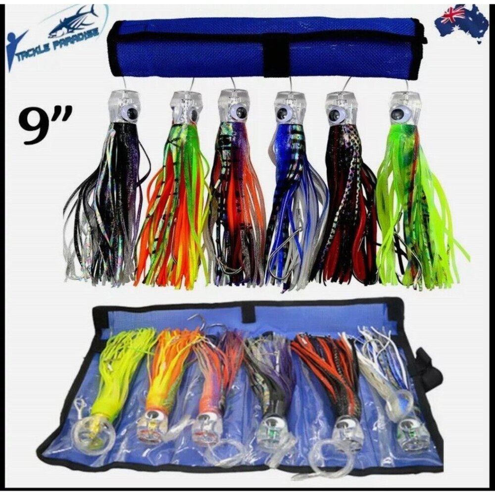 9” Offshore Big Game Trolling Lures Saltwater Lures Tuna Marlin Mahi 6-Pack.